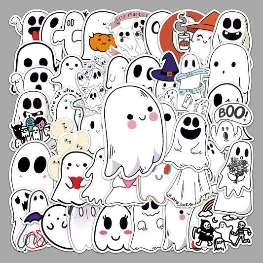 50 pieces of ghostly graffiti personalized cartoon cute Halloween gokka decorative skateboard bag stickers