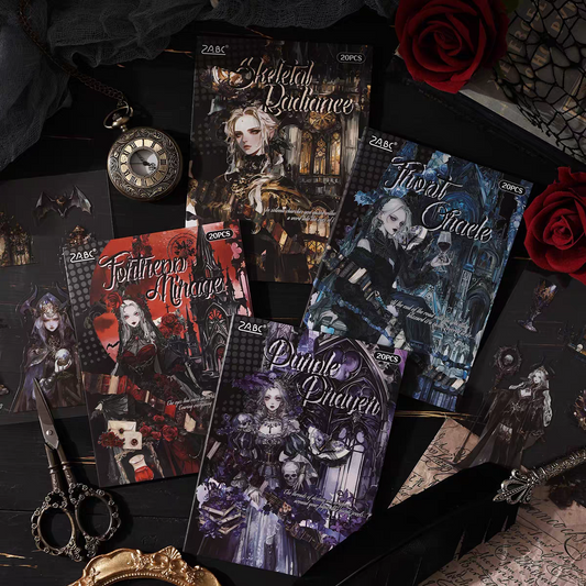 Dark Night Sacred Pulse series Gothic Dark Halloween-themed pet sticker book DIY journal decoration material picture cards