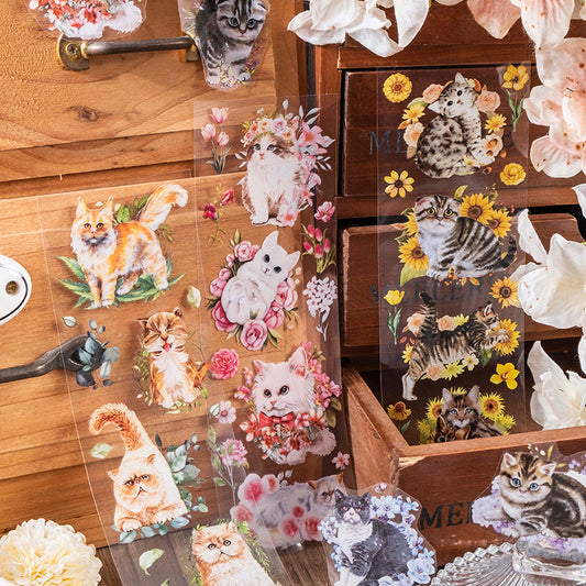A wonderful day PET stickers - Cat Adventure Series - Cat-themed cute decorative handbook collage materials