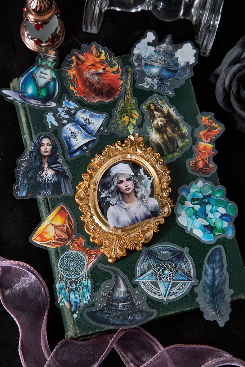 Sacred Magic Book Stickers - Witch Theme British Retro Dreamy Pet Premium Handmade Journal Collage Materials Stickers