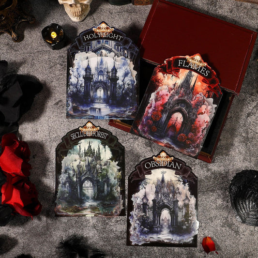Forest Sticker Pack - Dark Portal Series - Retro Dark Gothic Handwriting Notebook Pattern Collage Base Paper
