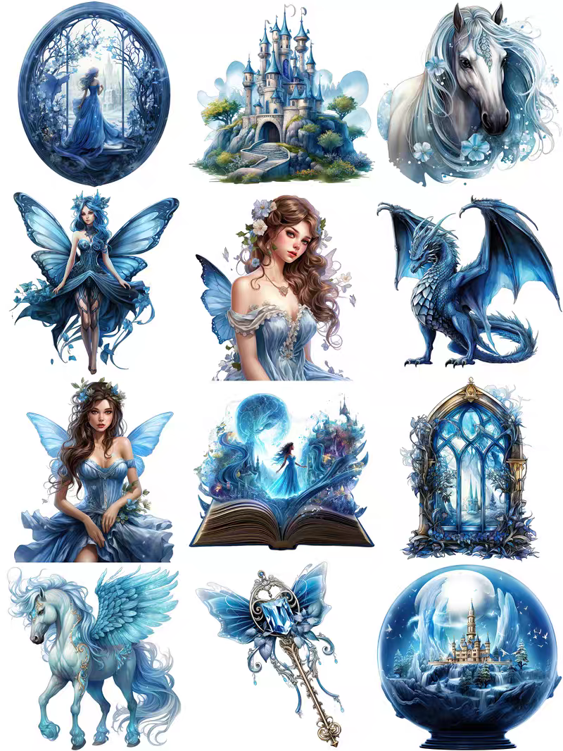 Retro journal sticker decoration, journal stickers, fairy tale fairy.