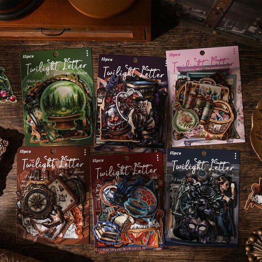 Dark Phantom Hard Sticker Pack - Twilight Letters Series - Retro Diary Character Life Theme