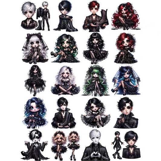 Retro journal sticker decoration, journal stickers, Gothic boy and girl