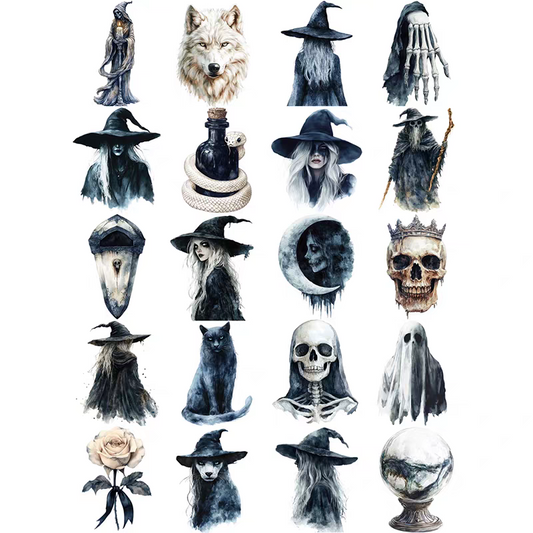 vintage journal stickers and decorations, journal stickers, dark
